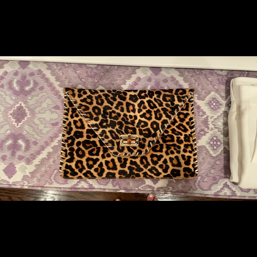Leopard print clutch purse